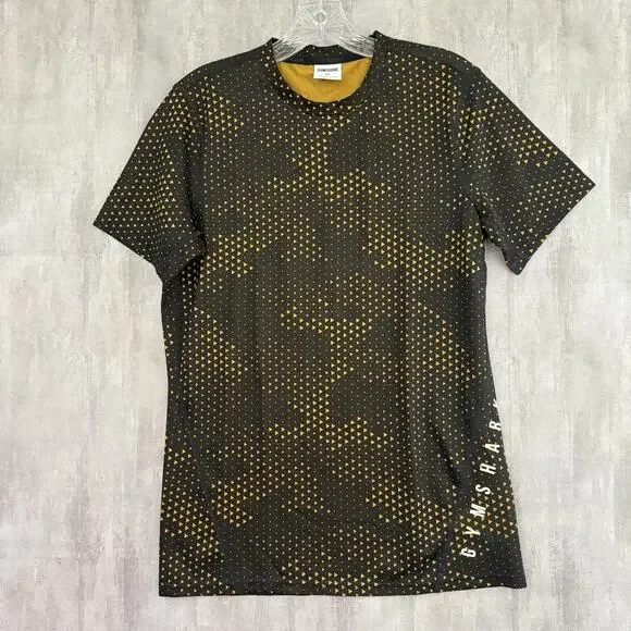 Gymshark Shirt Mens XS Yellow Volt Geometric Athleisure Fitness Gym Workout - Picture 2 of 14